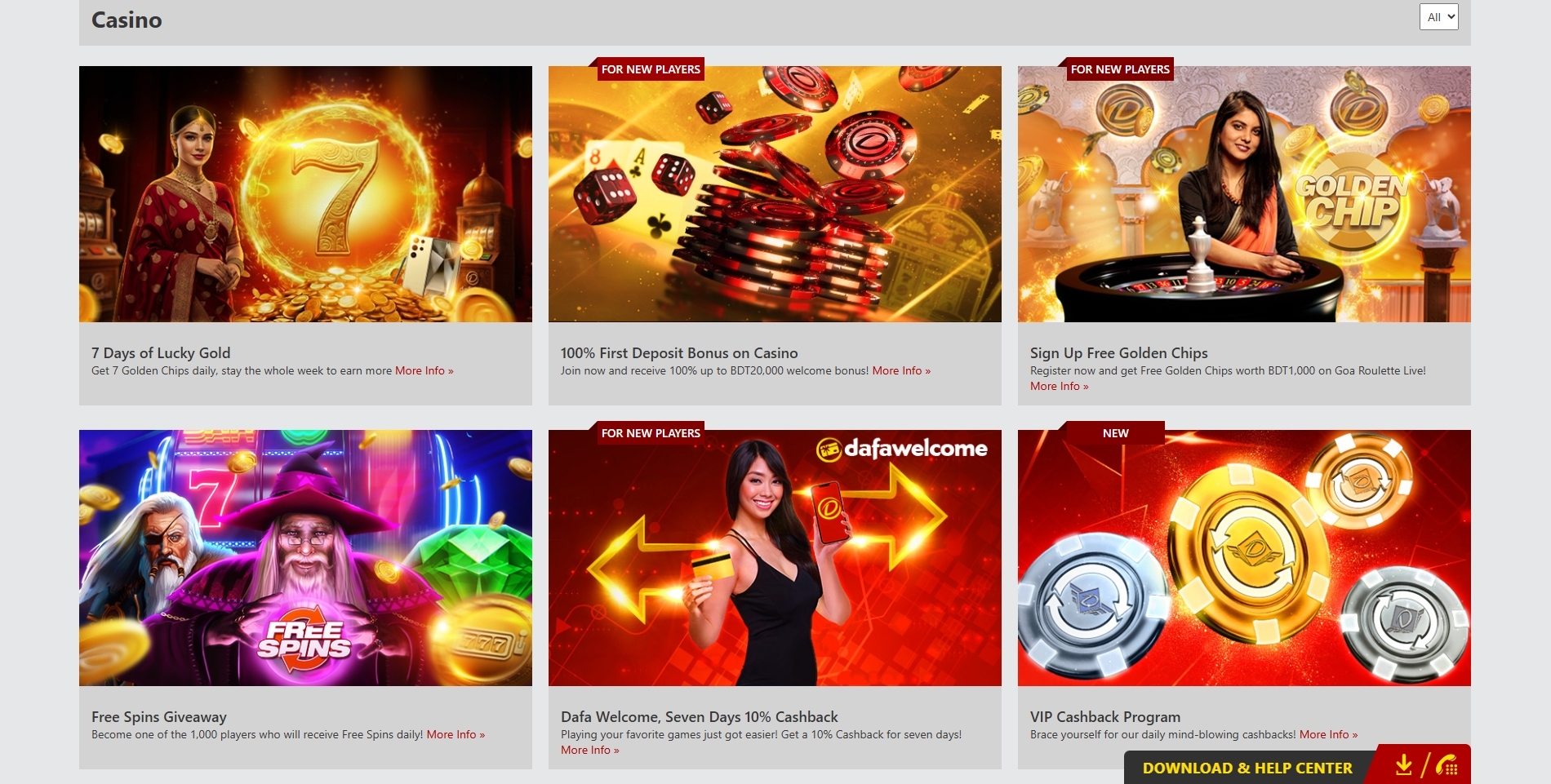 Dafabet Casino Bonuses