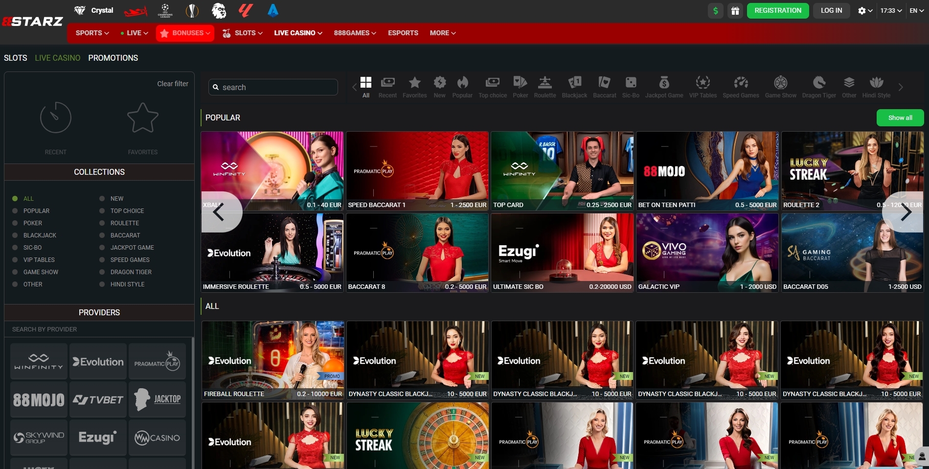 888starz Live Casino