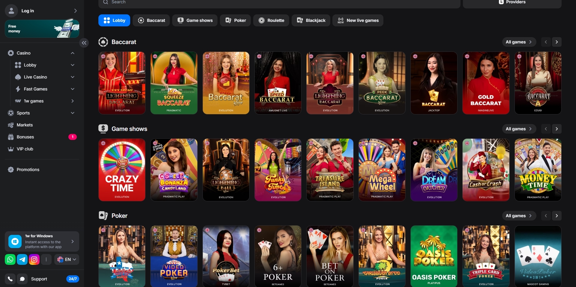 1Win Live Casino
