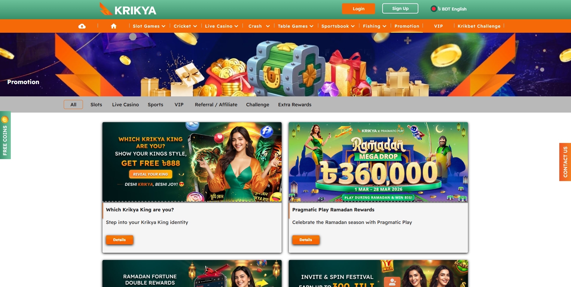 Krikya Casino Bonuses