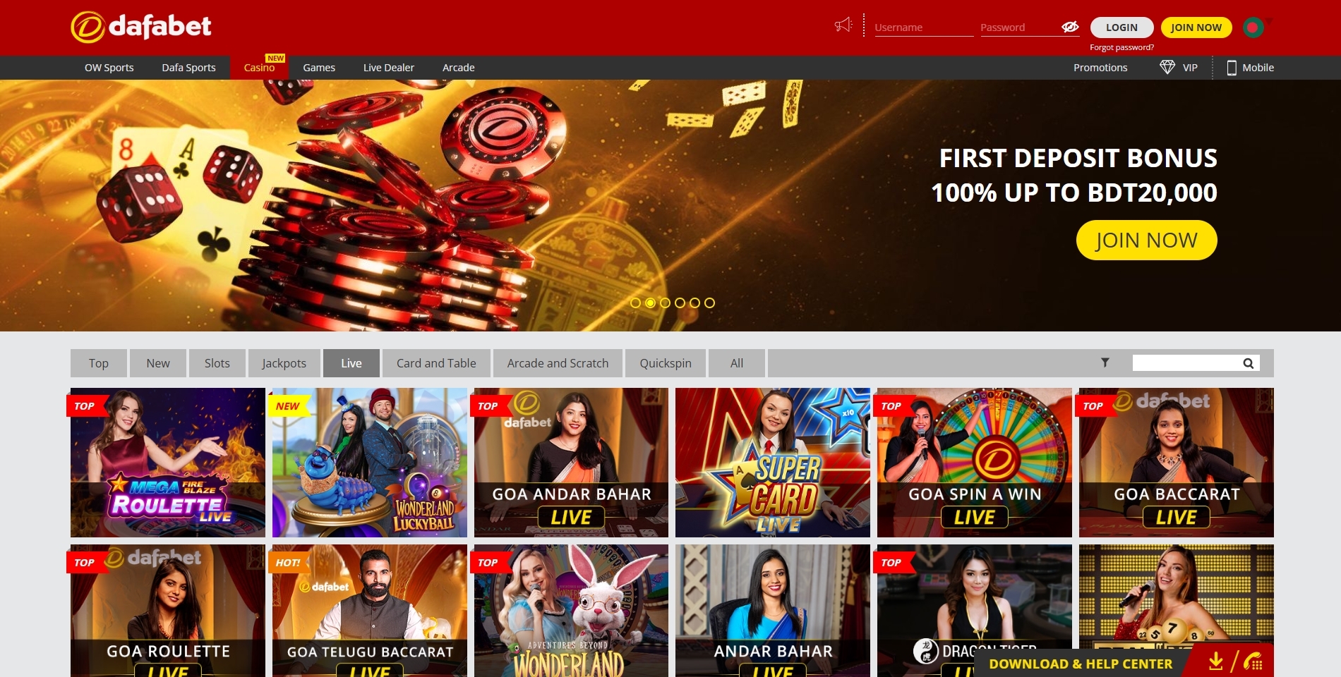 Dafabet Casino Games