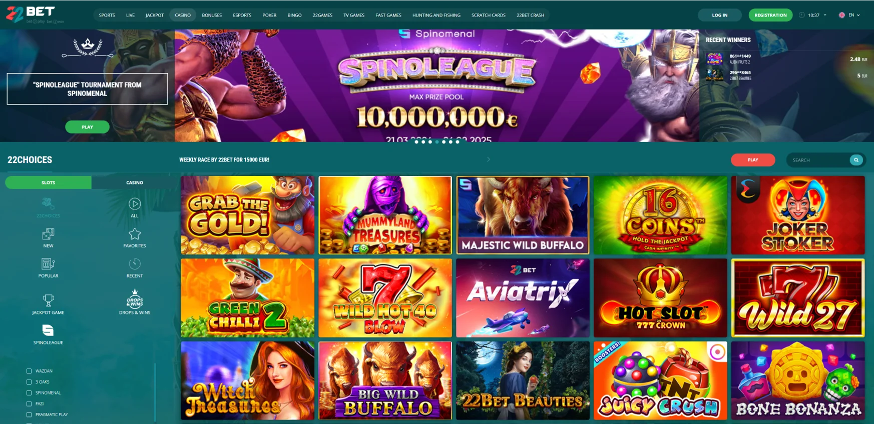 22Bet Casino Games